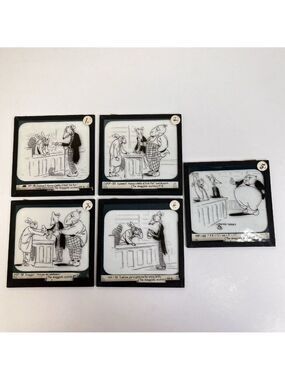 Magic Lantern Glass Slide The Druggist 1 - 5 Cartoon Ewarde Blaisdell
